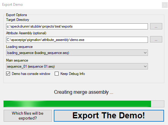 Exporting a demo in Stubble